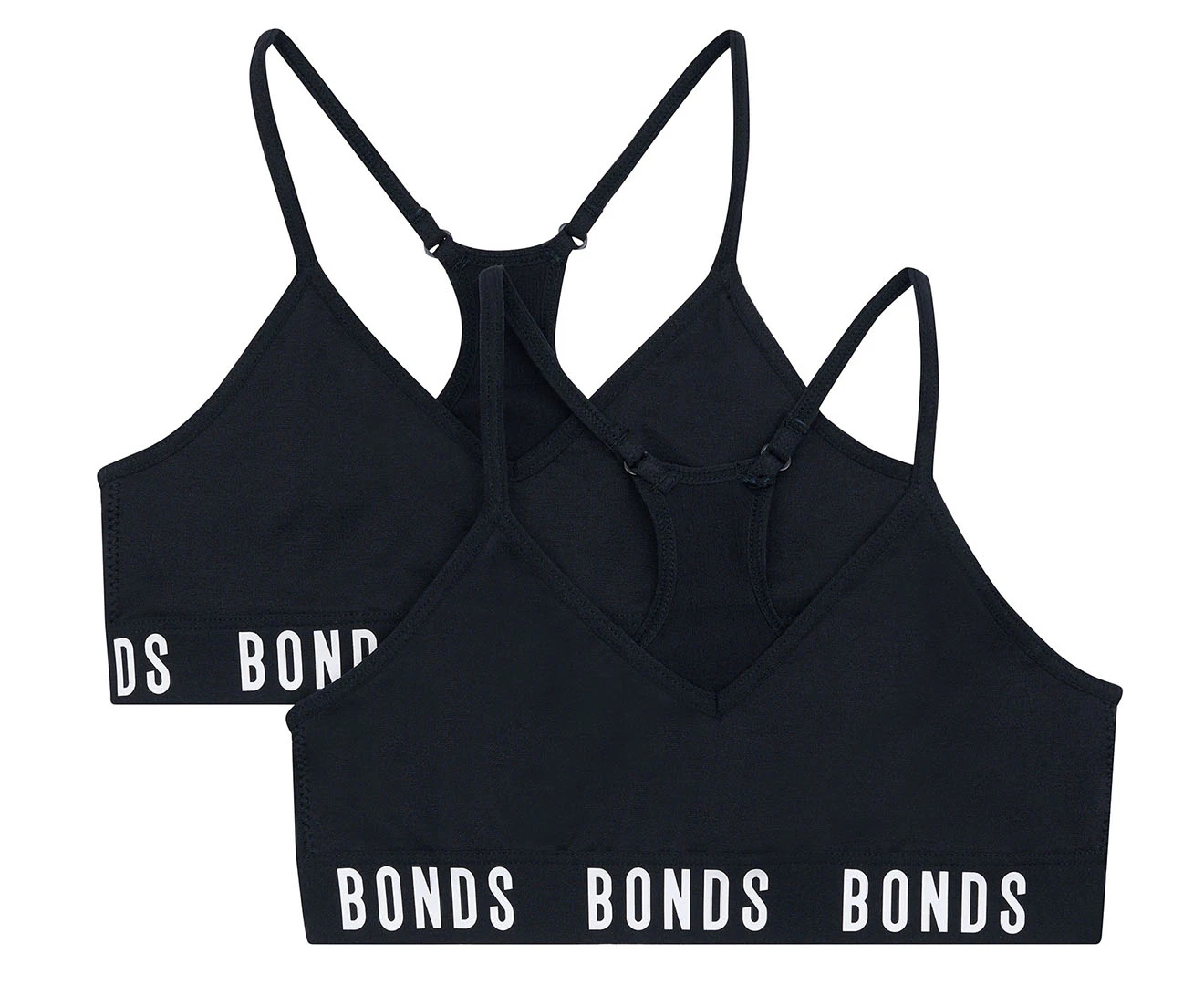 Bonds Youth Girls' Super Stretchies Racer Back Crop 2-Pack - Black