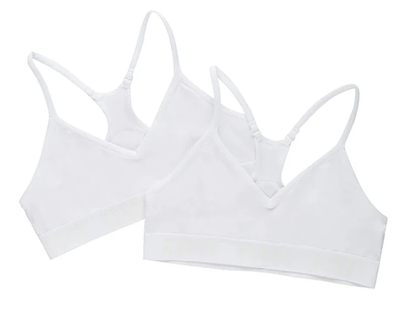 Bonds Youth Girls' Super Stretchies Seamfree Racerback Crop 2-Pack - White