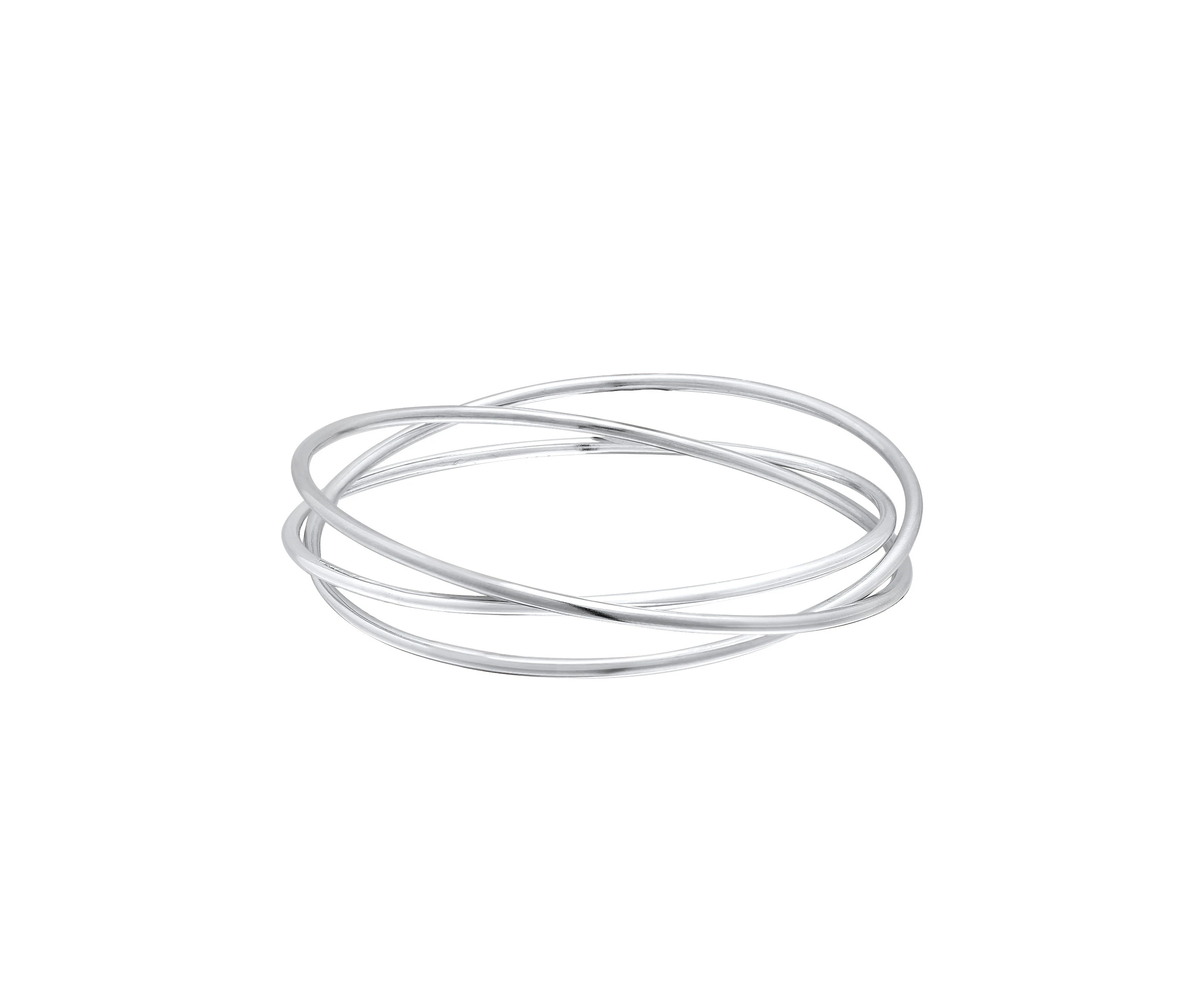 Ladies Bangle Triple Intertwined Classic Tri-Color in 925 Sterling Silver