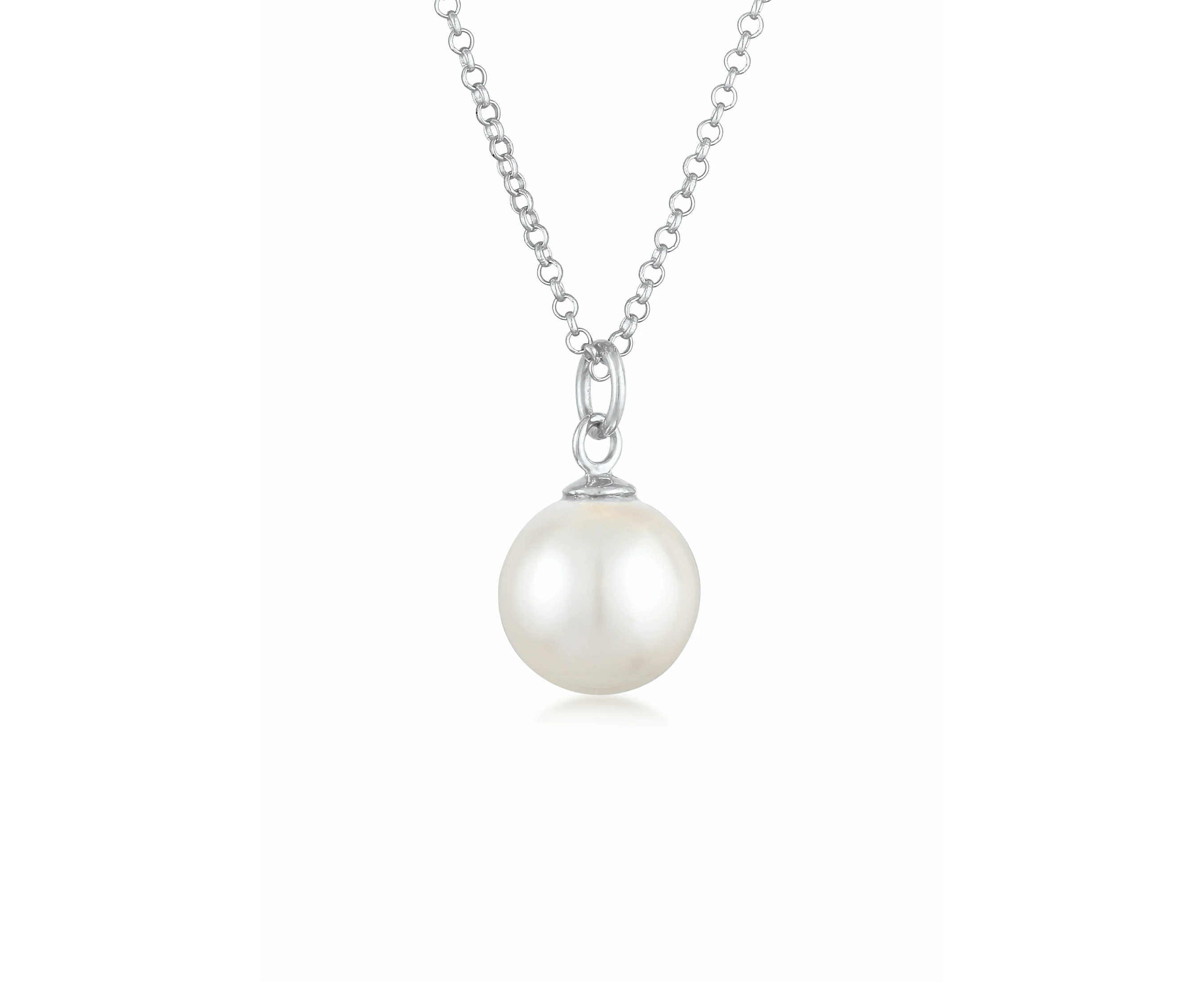 Elli Jewelry Women's Classic Pearl Pendant In 925 Sterling Silver Necklace - White