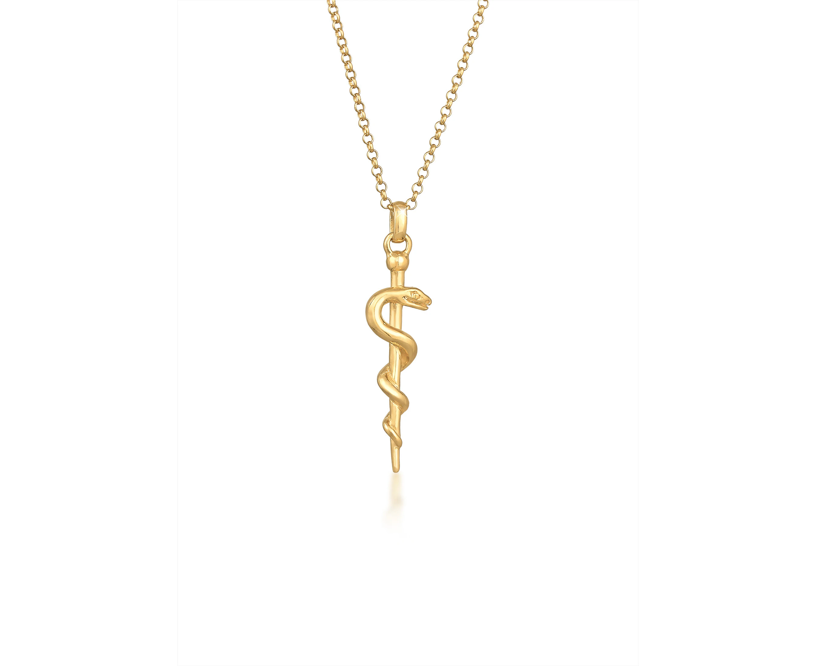 Ladies Snake Stick Pendant Modern in 925 Sterling Silver