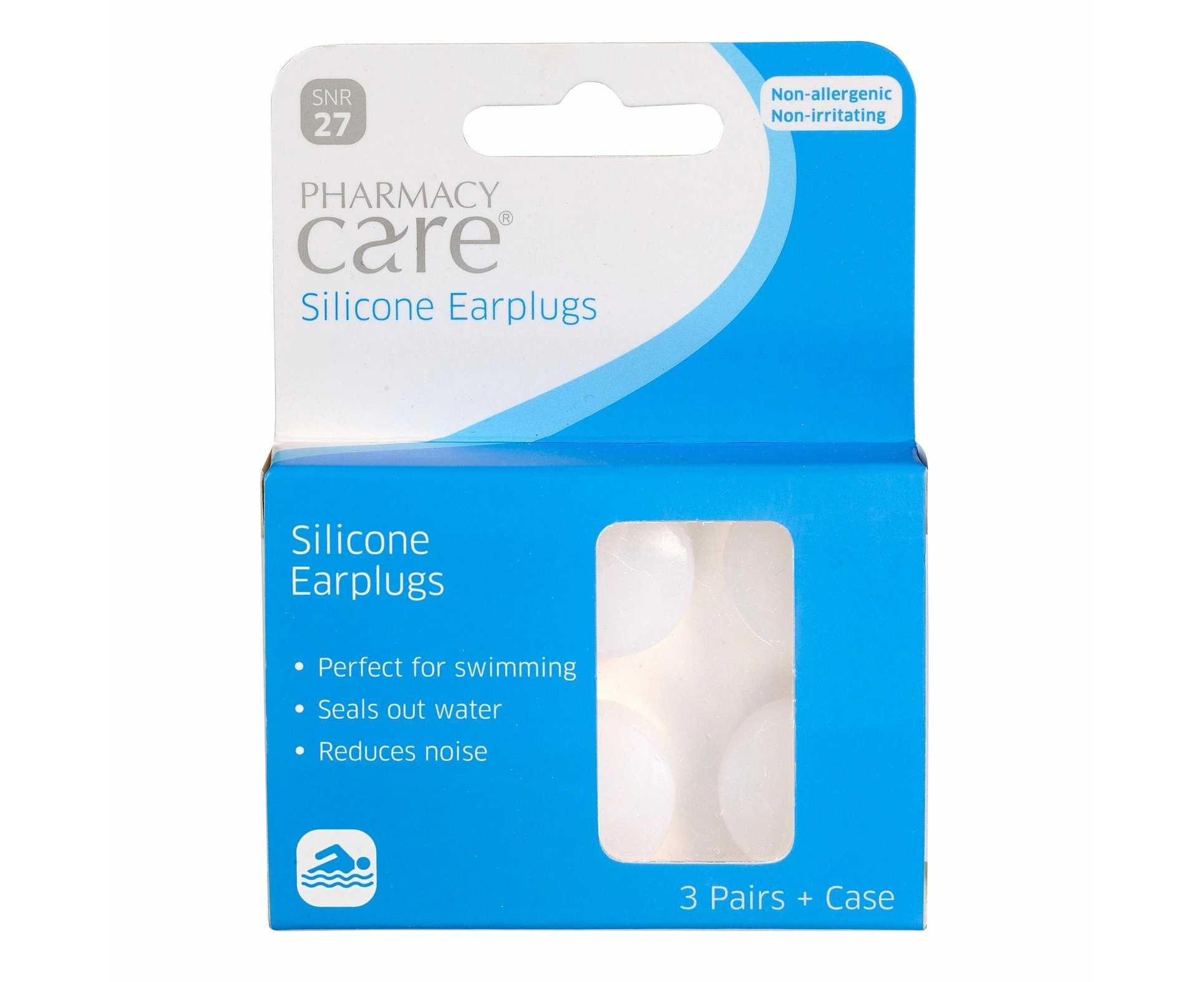 Pharmacy Care Ear Plugs Silicone - 3 Pairs Plus Case