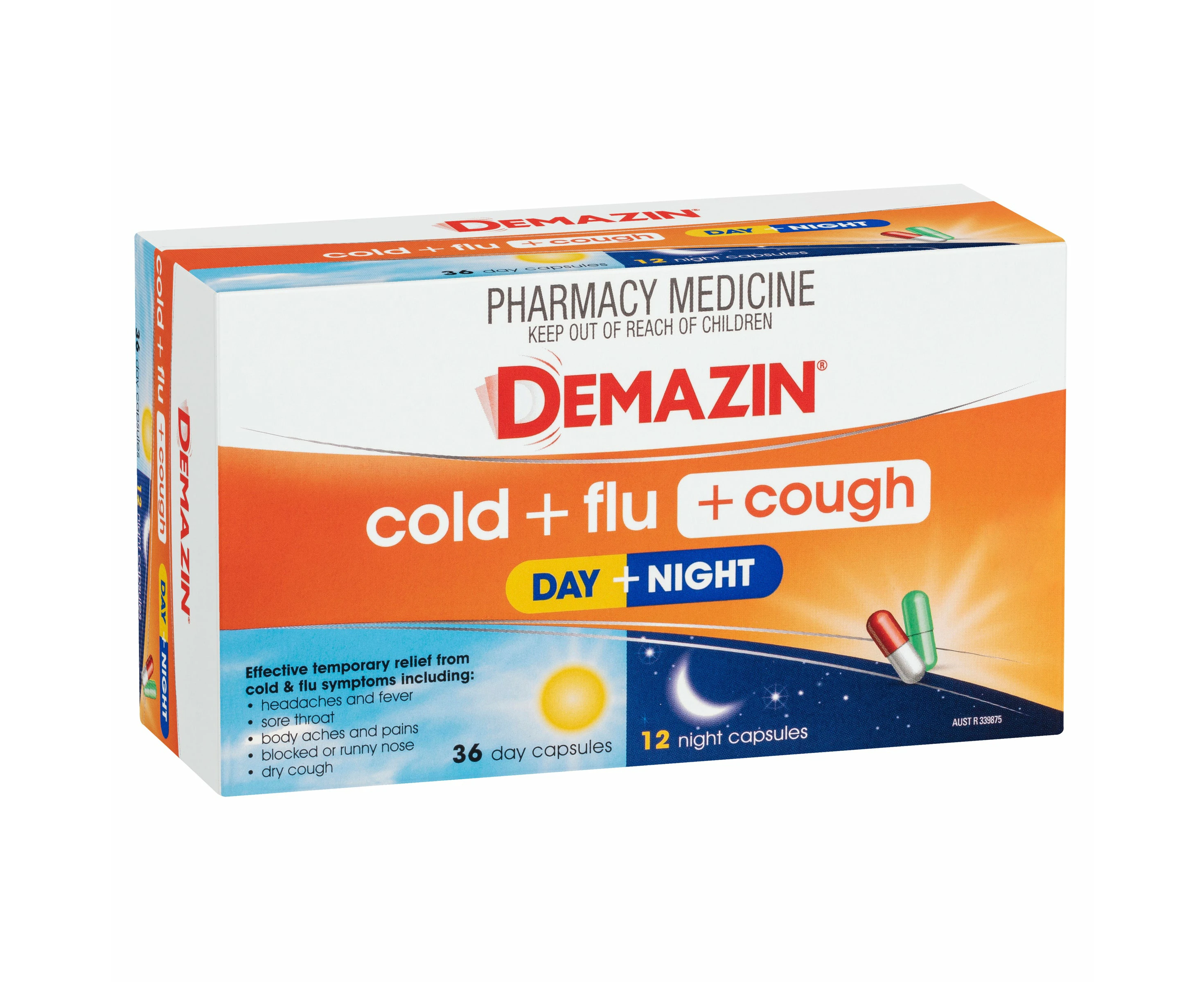 Demazin Cold Plus Flu Plus Cough Day Plus Night 48 Capsules