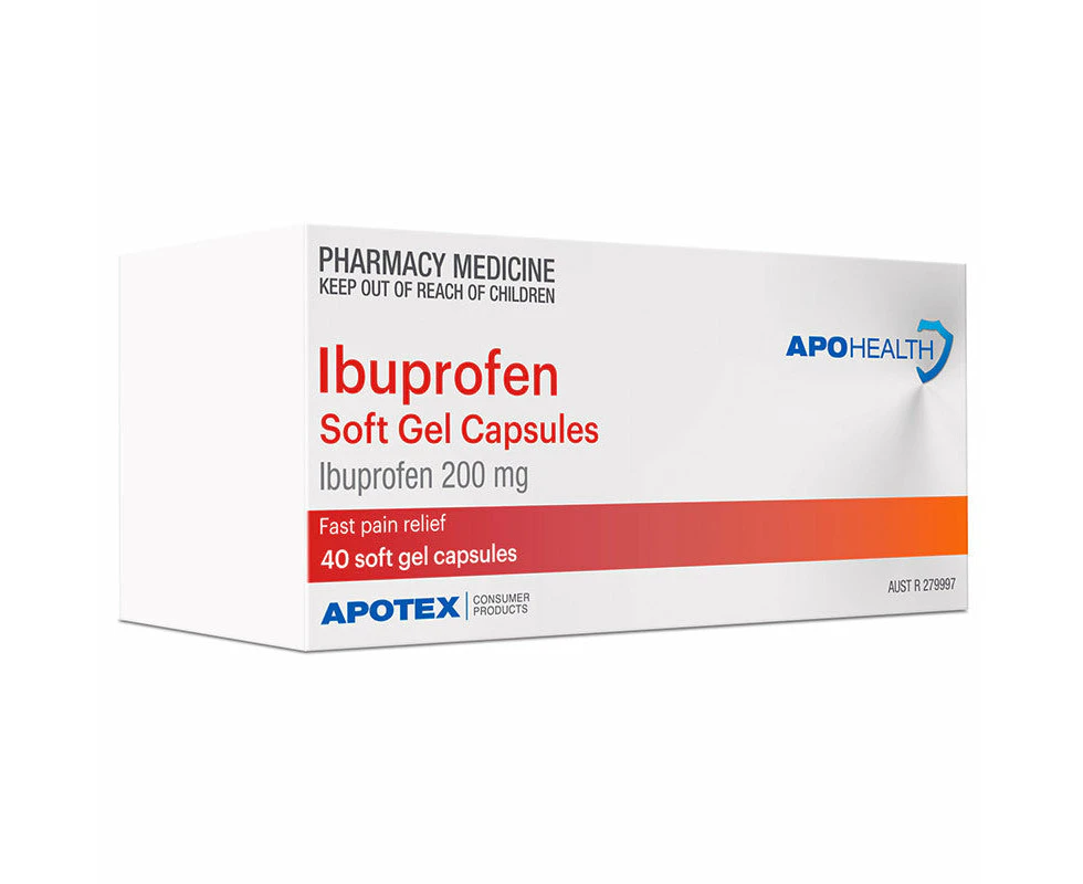 Apohealth Ibuprofen 200mg Soft Gel Cap 40 Pack