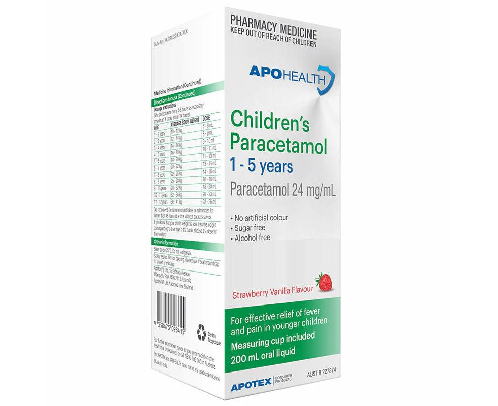 Apohealth Children's Paracetamol 1 to 5 Years 200ml