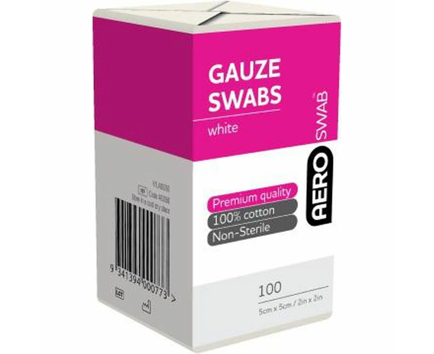 Aeroswab Gauze Swabs 5cm X 5cm 100 Pieces White