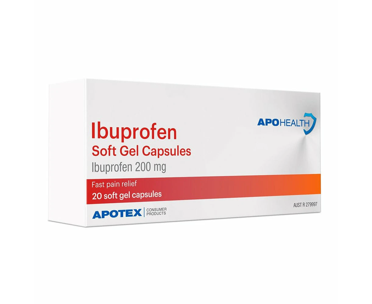 Apohealth Ibuprofen 200mg Soft Gel Cap 20 Pack