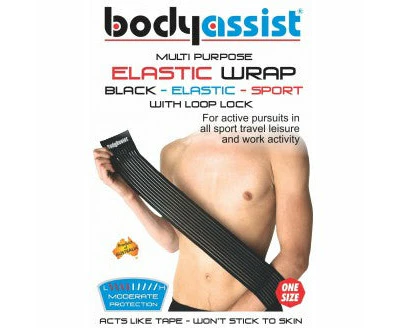 Bodyassist Elastic Strap W/loop 70cm One Size - Black, Beige or White - Black