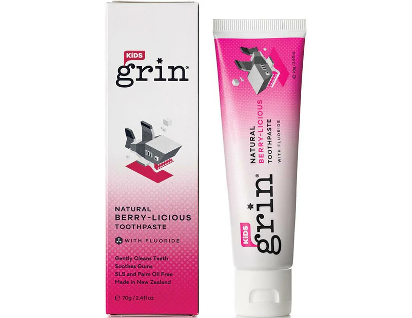 GRIN Toothpaste Kids Berry-Licious with Fluoride 70g