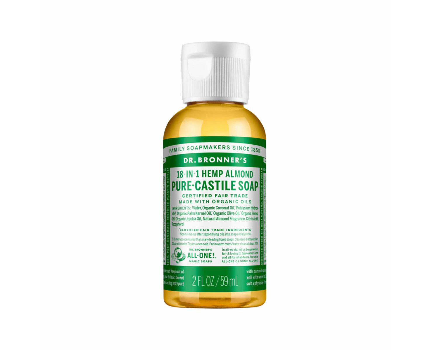 Dr. Bronner's Pure-Castile Soap Liquid (Hemp 18-in-1) Almond 59ml