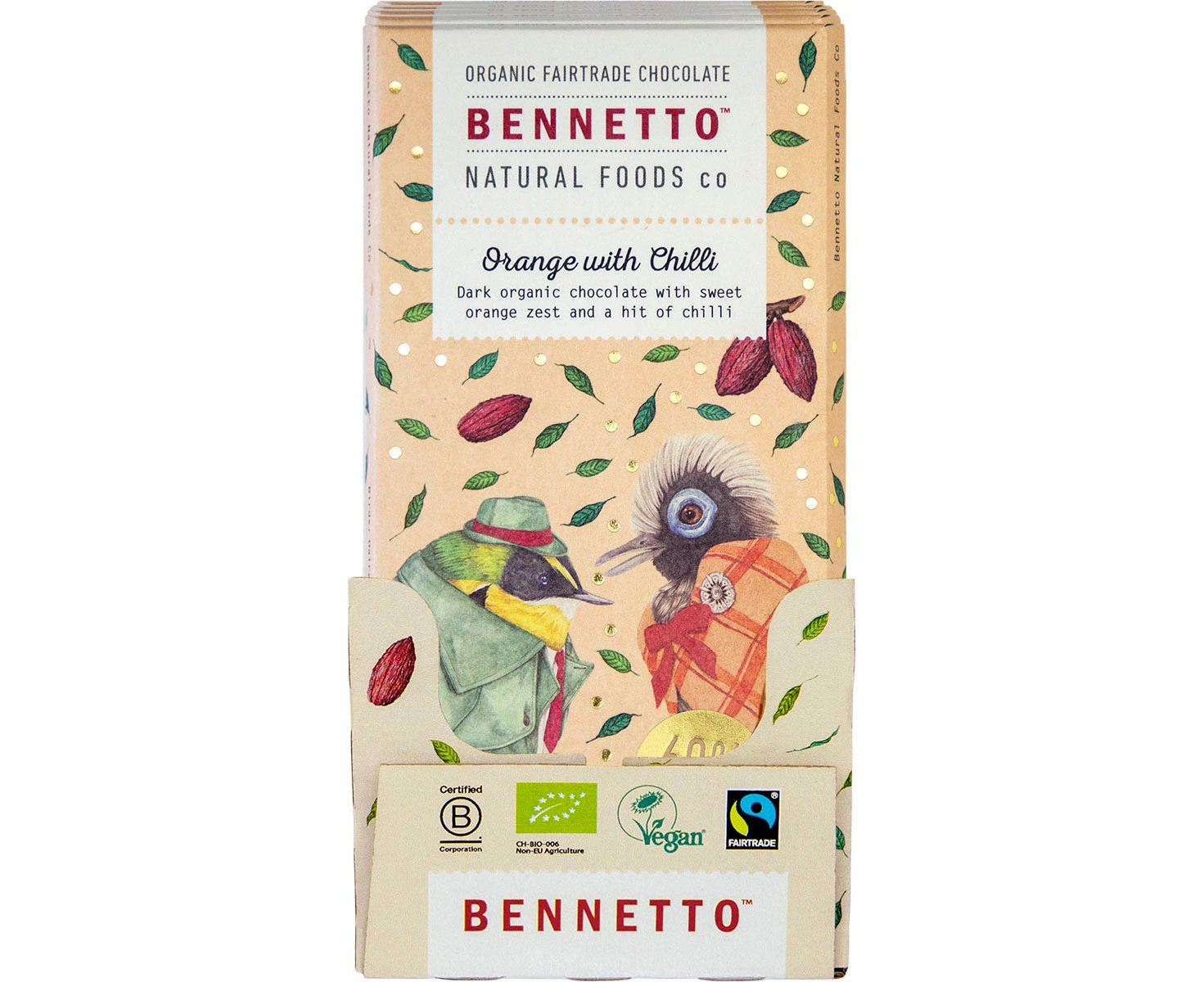 Bennetto Organic Dark Chocolate Orange With Chilli 12x80g