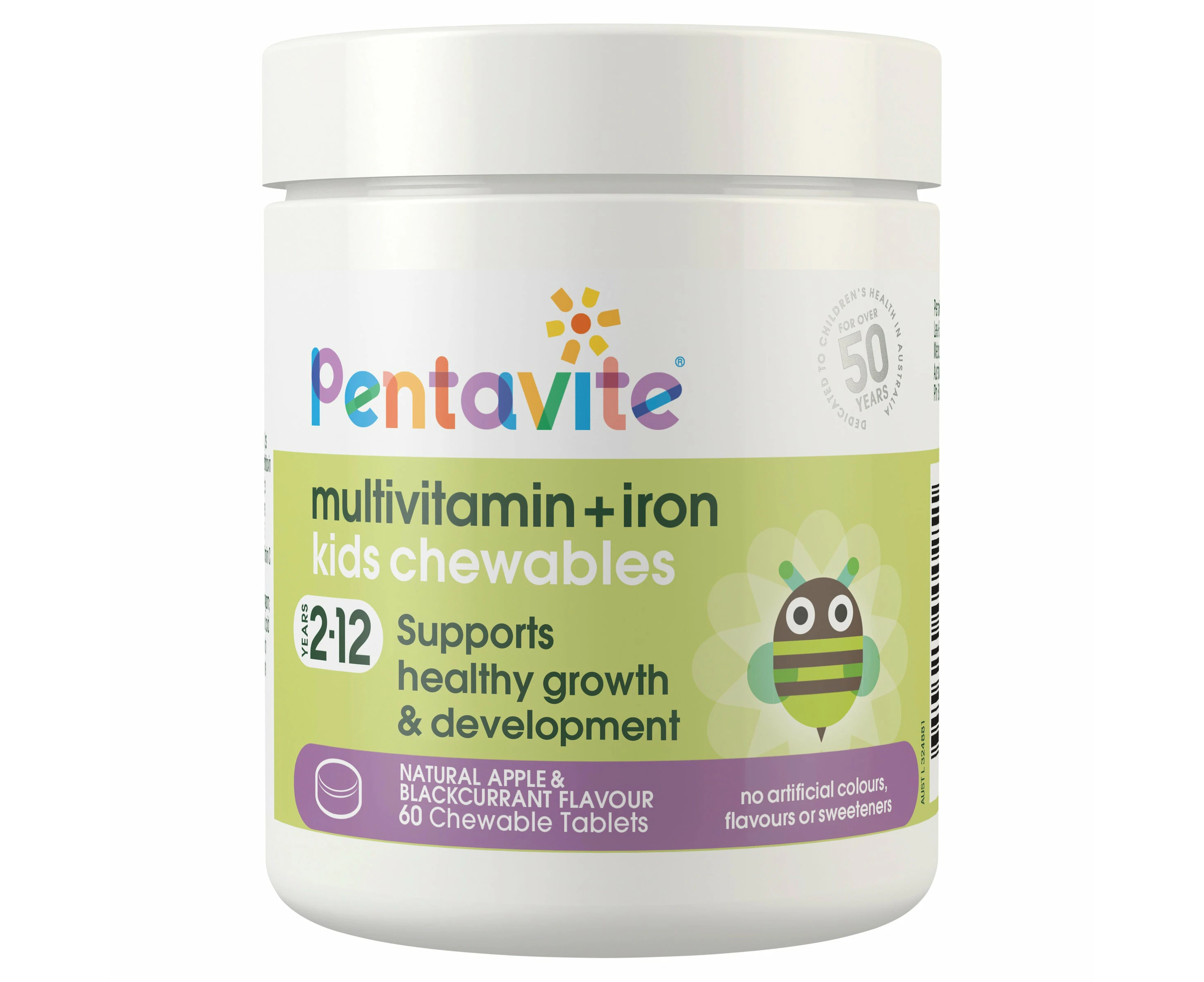 Pentavite Multivitamin + Iron Kids 60 Chewable Tablets