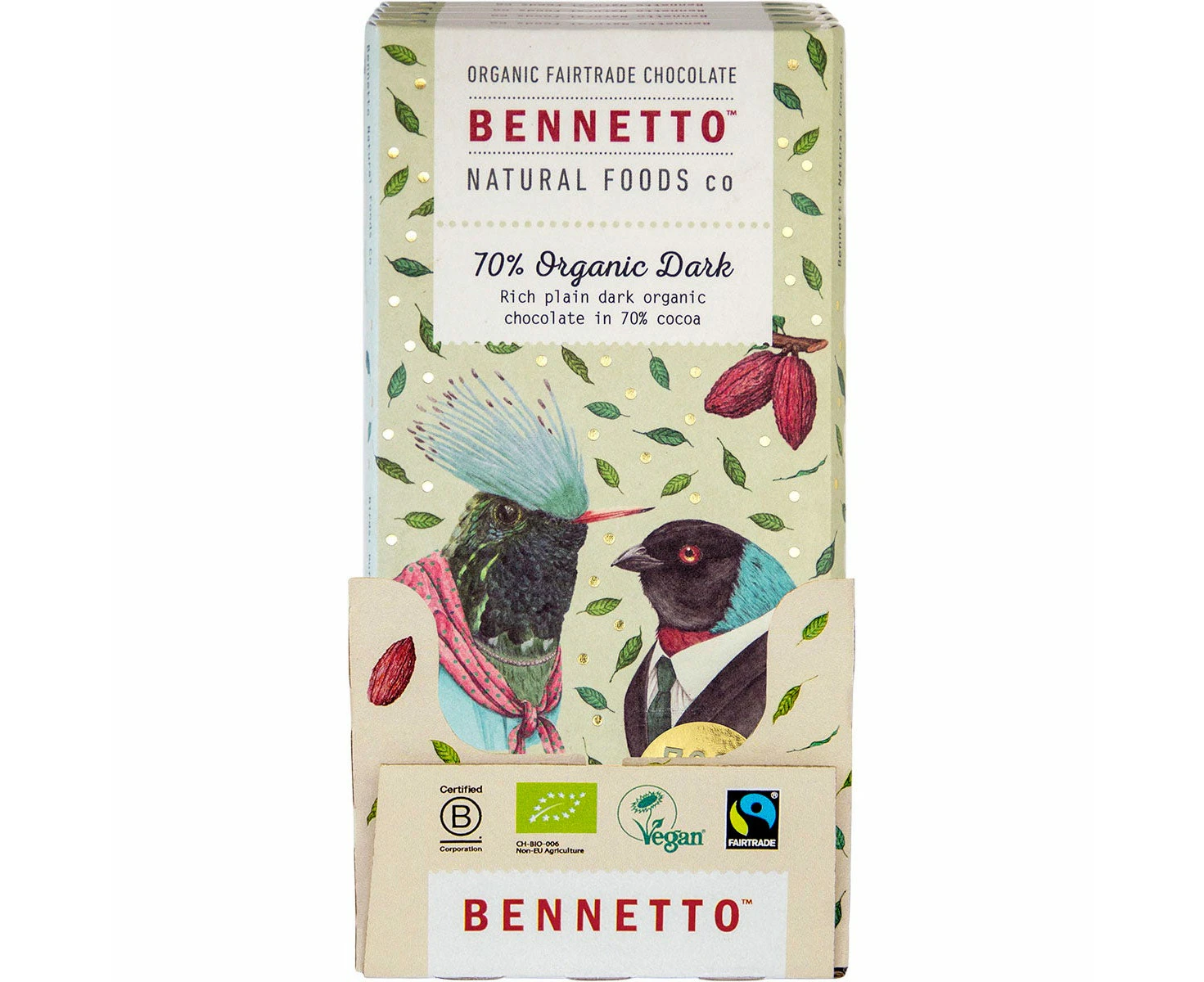 Bennetto Organic Dark Chocolate 70% Organic Dark 12x80g