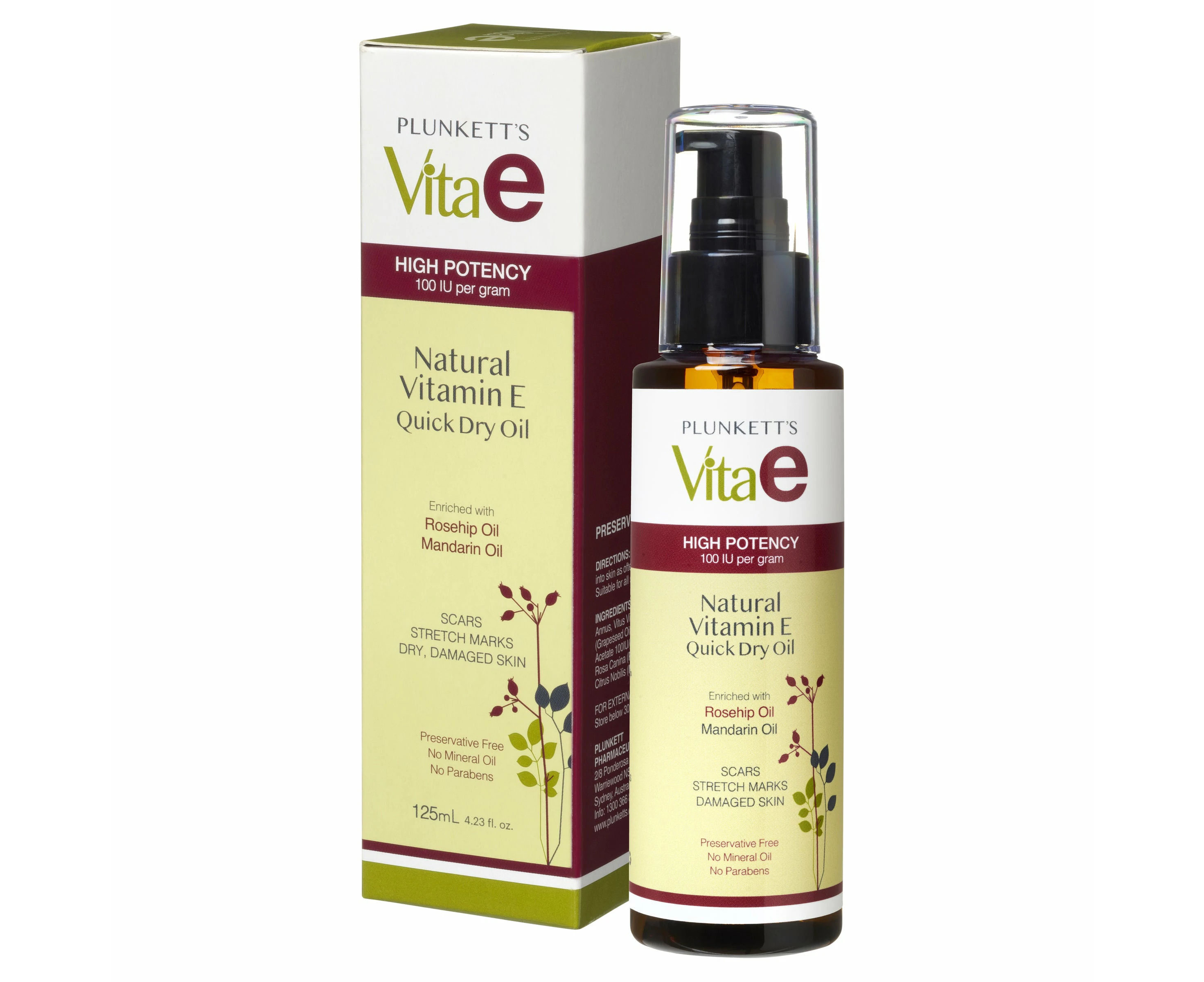 Plunkett's Vita E Natural Vitamin E Quick Dry Oil 125ml