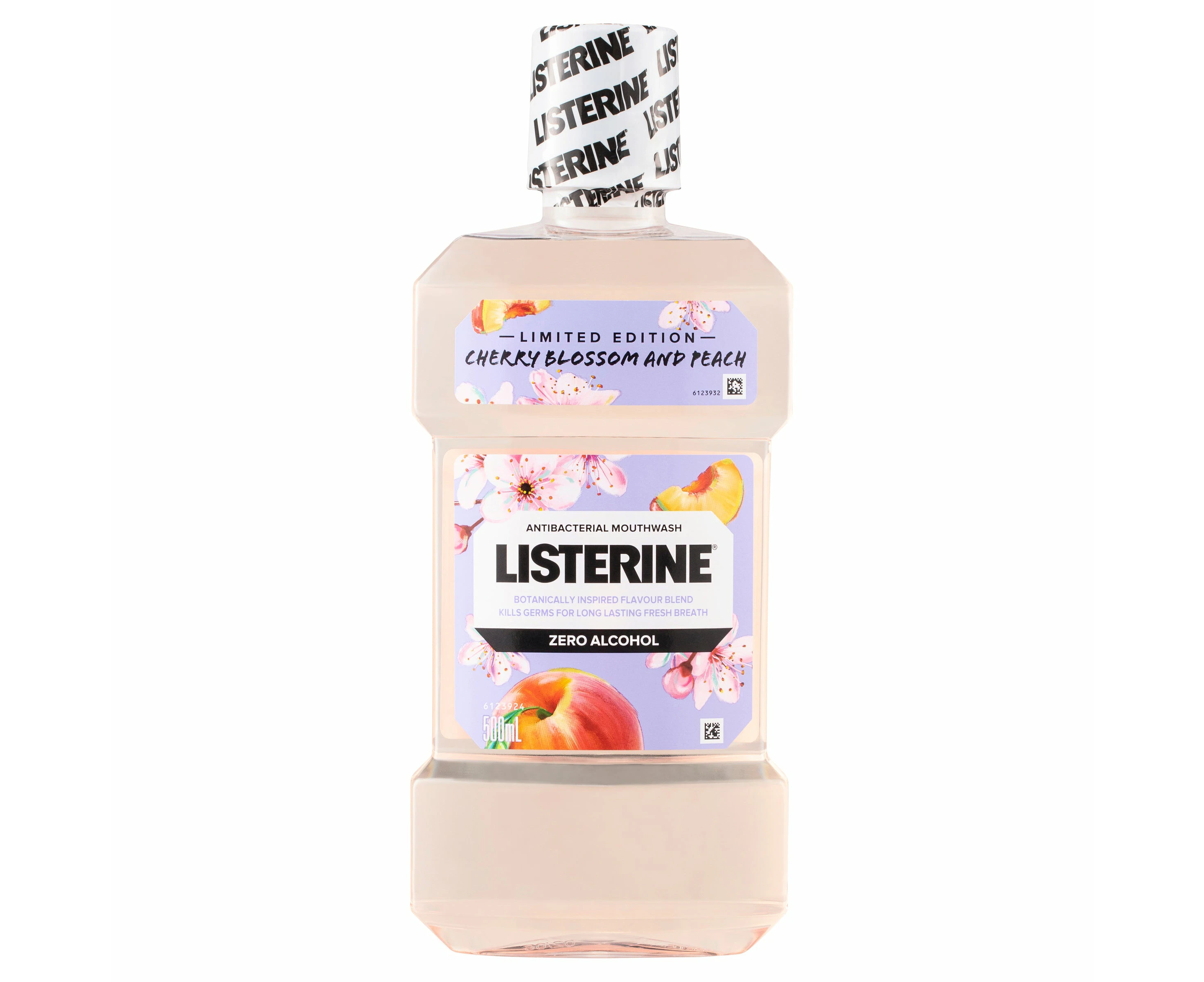 Listerine Zero Alcohol Antibacterial Mouthwash Limited Edition Cherry Blossom and Peach 500mL