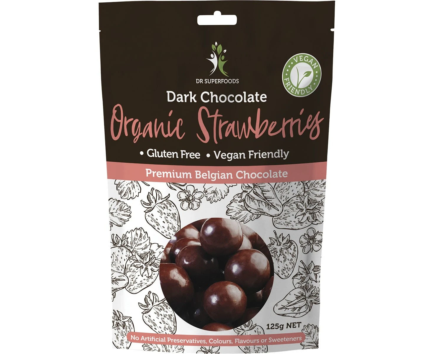 DR SUPERFOODS Strawberries Organic - Dark Chocolate 125g