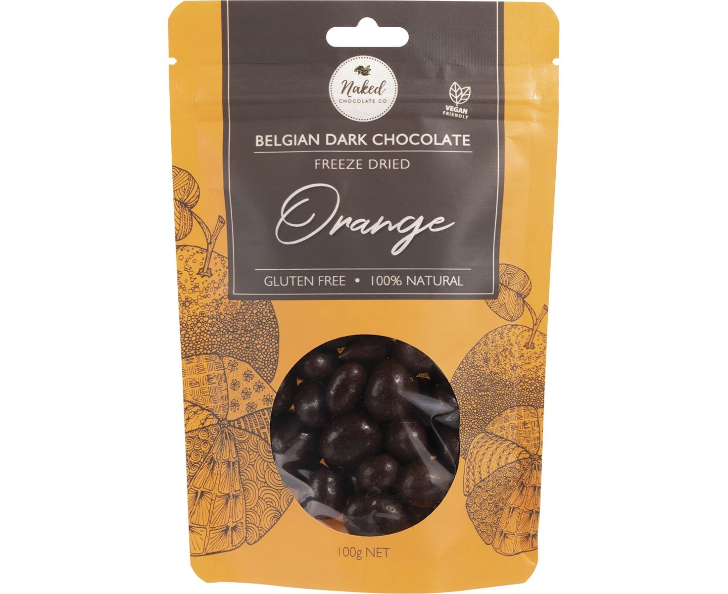 NAKED CHOCOLATE CO Freeze Dried Orange Dark Chocolate 100g