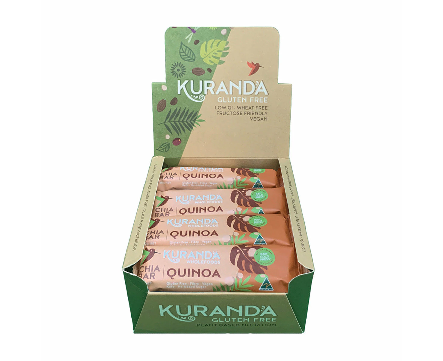 Kuranda Wholefoods Gluten Free Chia Bars Chia & Quinoa 40g(Pack of 16)