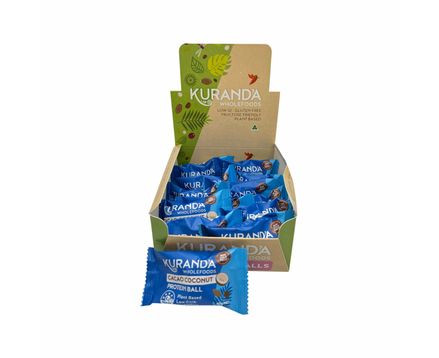 Kuranda Wholefoods Protein Ball Cacao Coconut 40g(Pack of 12)