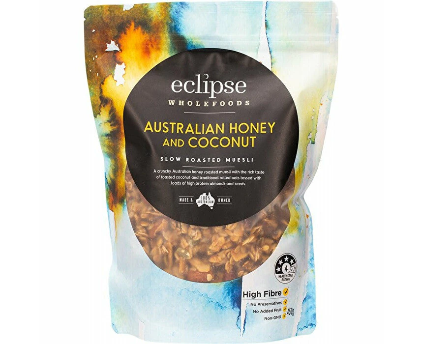 ECLIPSE ORGANICS Slow Roasted Muesli Australian Honey & Coconut 450g