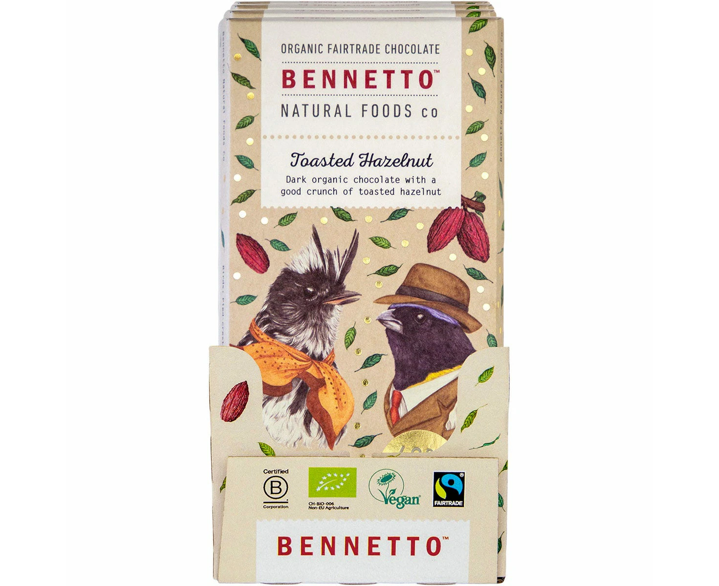 Bennetto Organic Dark Chocolate Toasted Hazelnut 12x80g