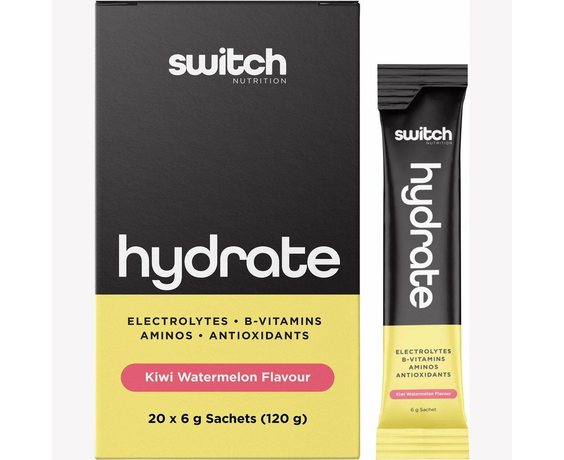 SWITCH NUTRITION Hydrate Electrolytes No Added Sugar Kiwi Watermelon 20x6g