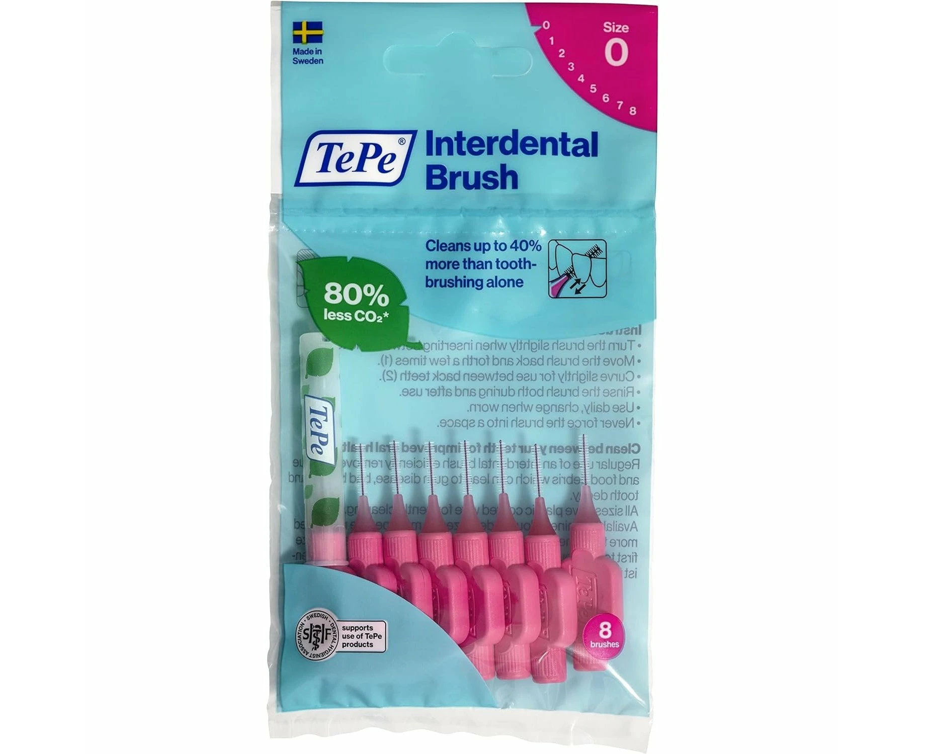 TePe Interdental Brushes Pink (Size 0) 0.4mm 8 Pack