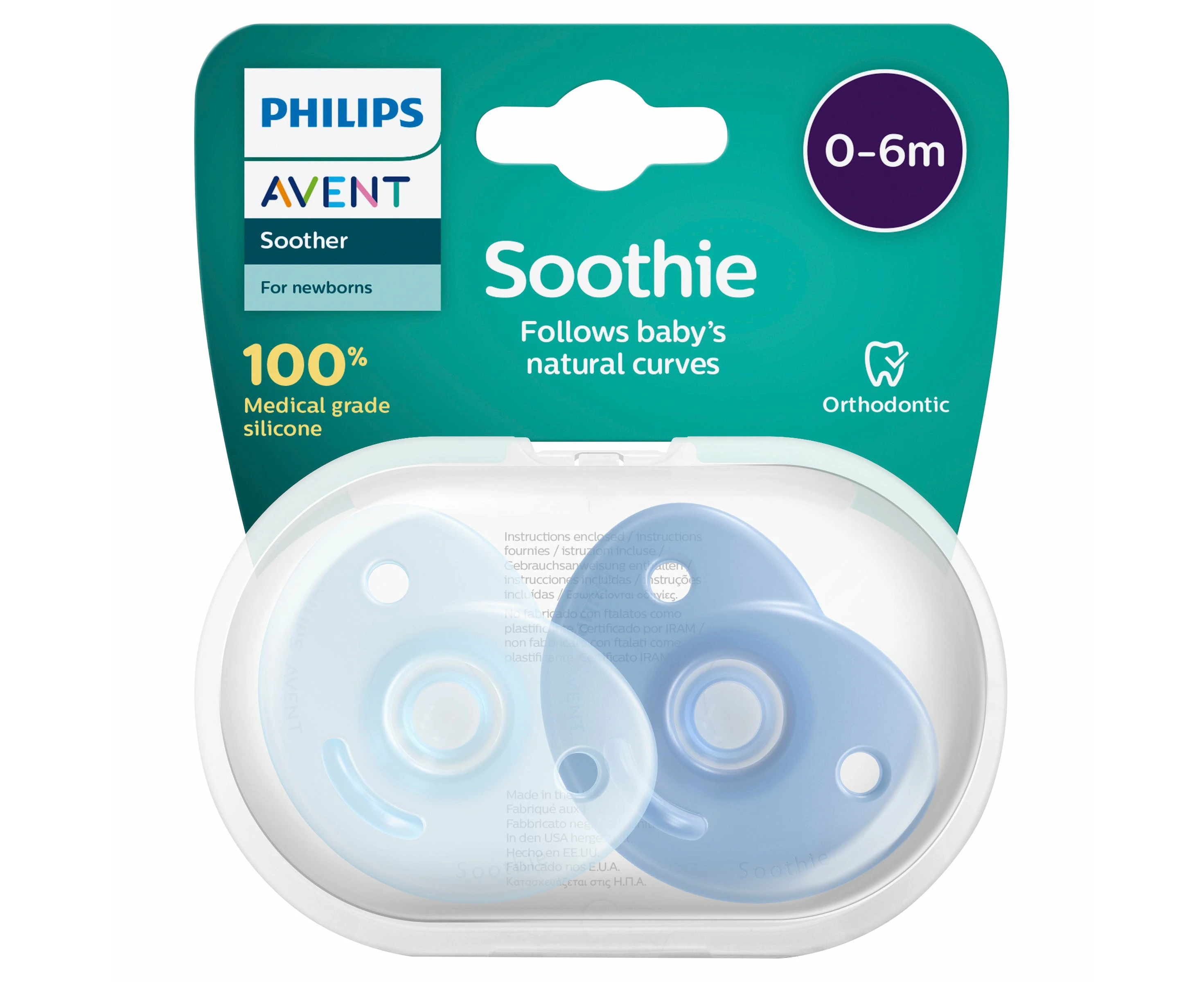 Avent Soothie Blue 0-6 Months 2 Pack