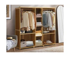 Oikiture Open Wardrobe Clothes Storage Stand Hanging Rail Bamboo Cupboard