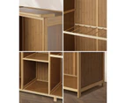 Oikiture Open Wardrobe Clothes Storage Stand Hanging Rail Bamboo Cupboard