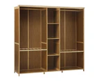 Oikiture Open Wardrobe Clothes Storage Stand Hanging Rail Bamboo Cupboard