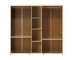 Oikiture Open Wardrobe Clothes Storage Stand Hanging Rail Bamboo Cupboard