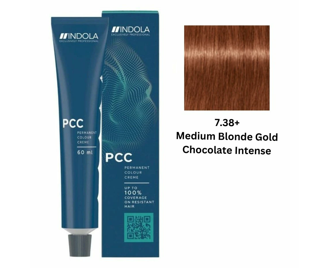 Indola Permanent Color Cream 60ml - Medium Blonde Gold Chocolate Intense - 7.38+