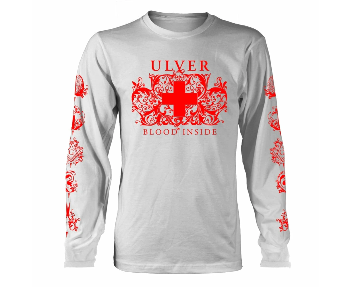 Ulver Unisex Long Sleeved T-Shirt: Blood Inside (White) (Back Print)