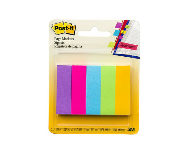 Post-It Page Marker 670-5AU Jaipur 12.7 x 44 Pack 5 Box 6