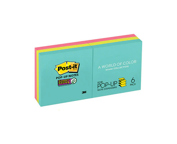 Post-It Note Pop-Up R330-6SSMIA Miami 73 x 73mm Pack 6