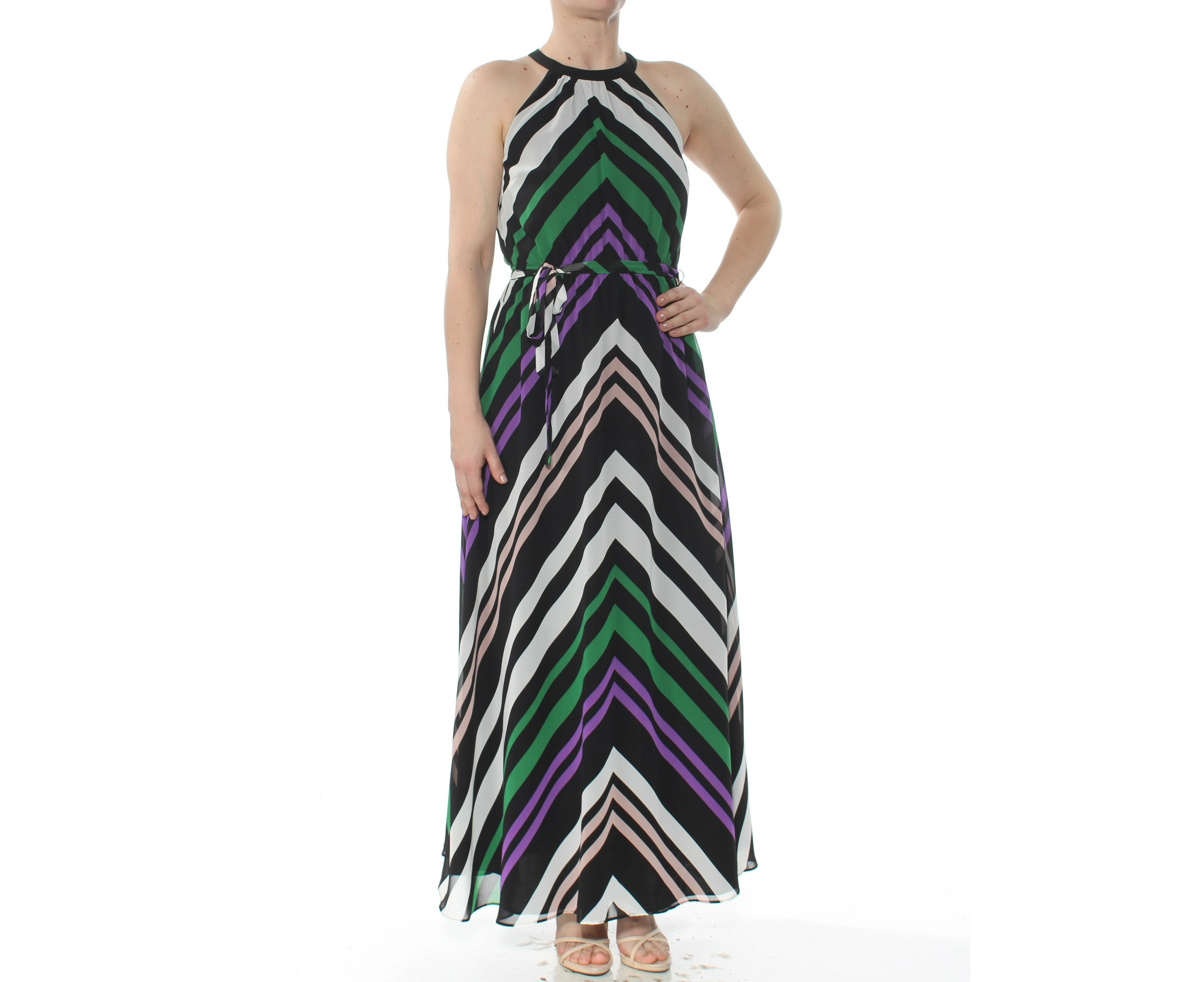 Bar III Womens Striped Halter Top Maxi Dress