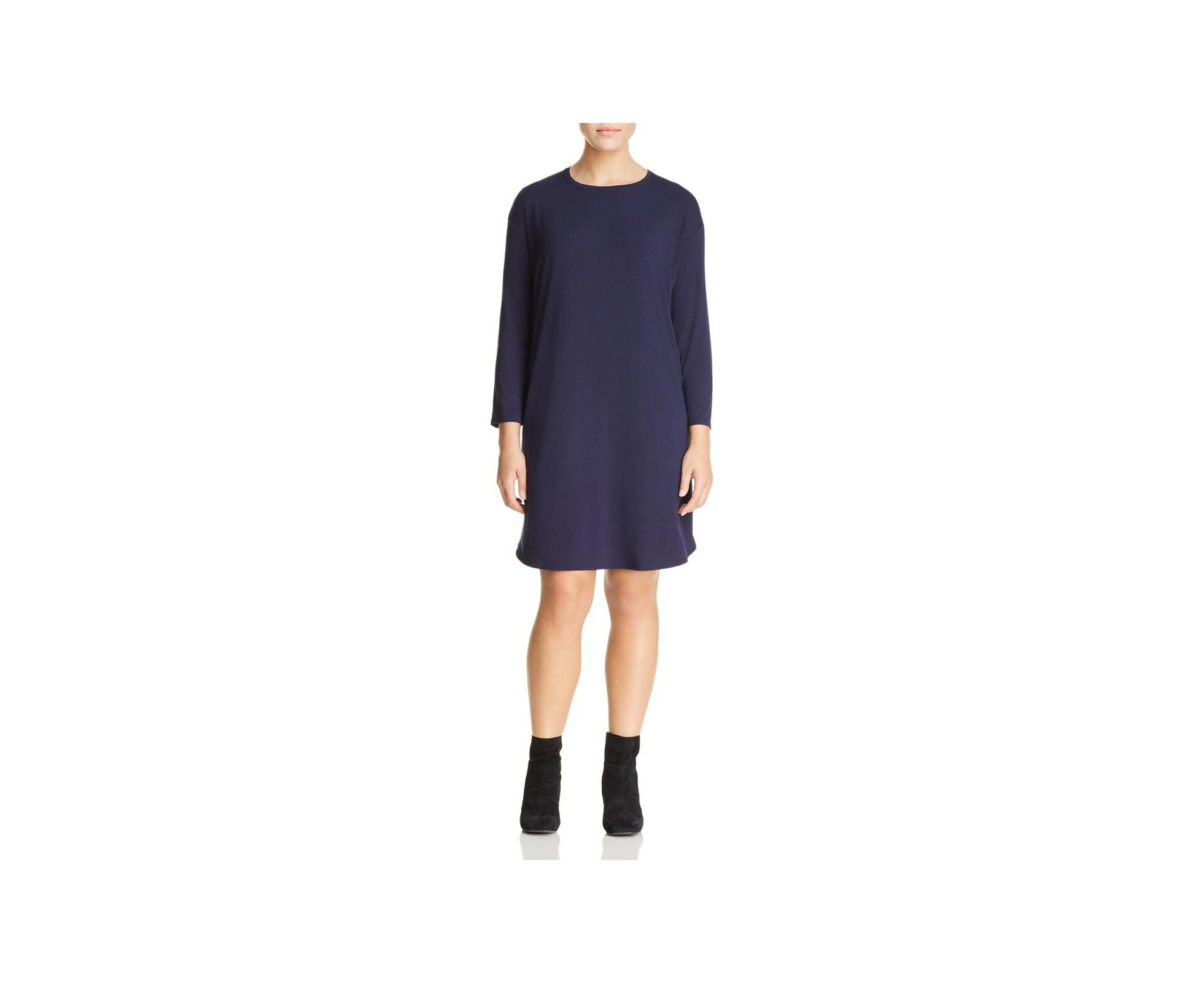 Eileen Fisher Womens Plus Knee-Length Lightweight T-Shirt Dress