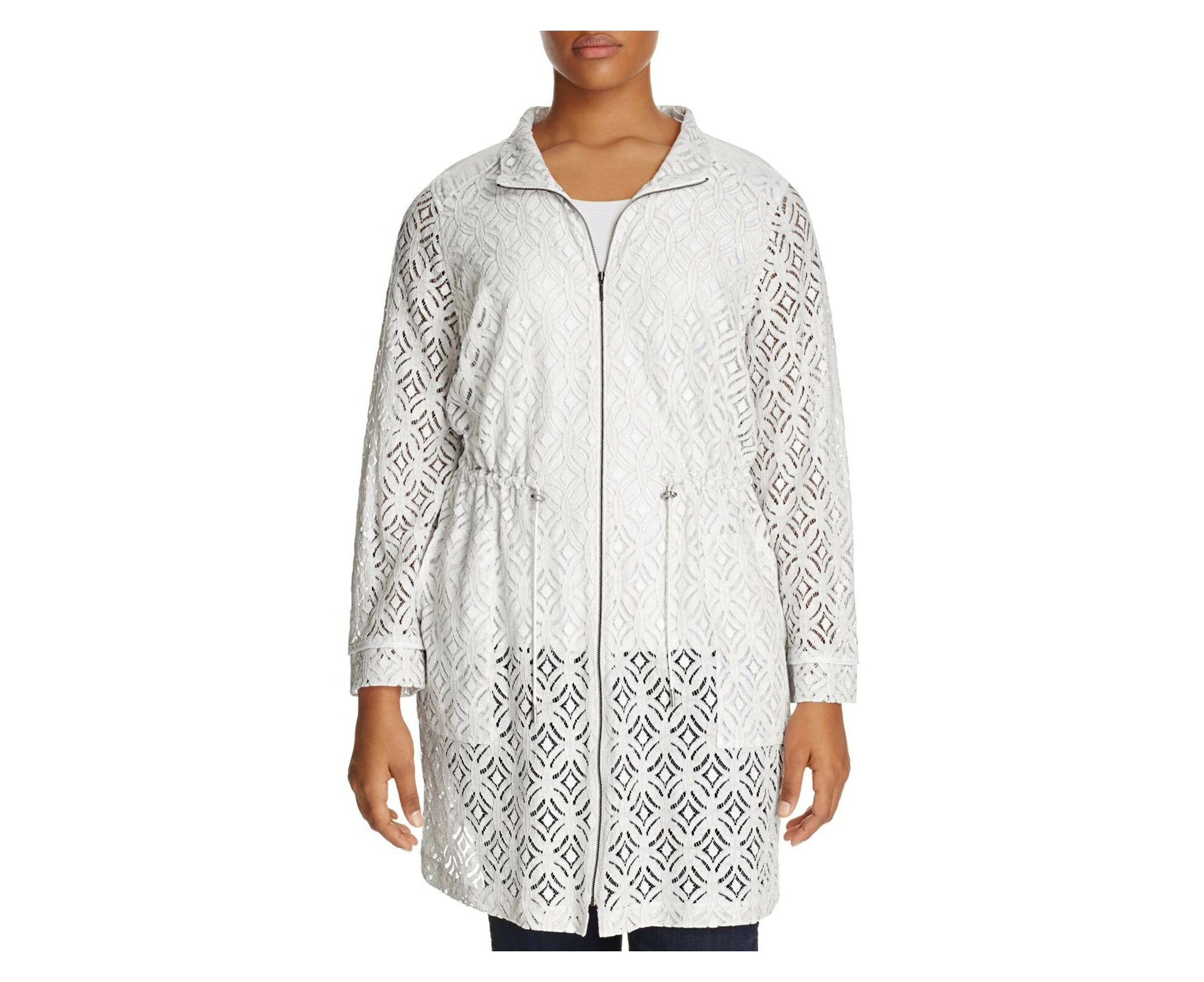 Nic + Zoe Womens Plus Lace Trench Anorak Jacket