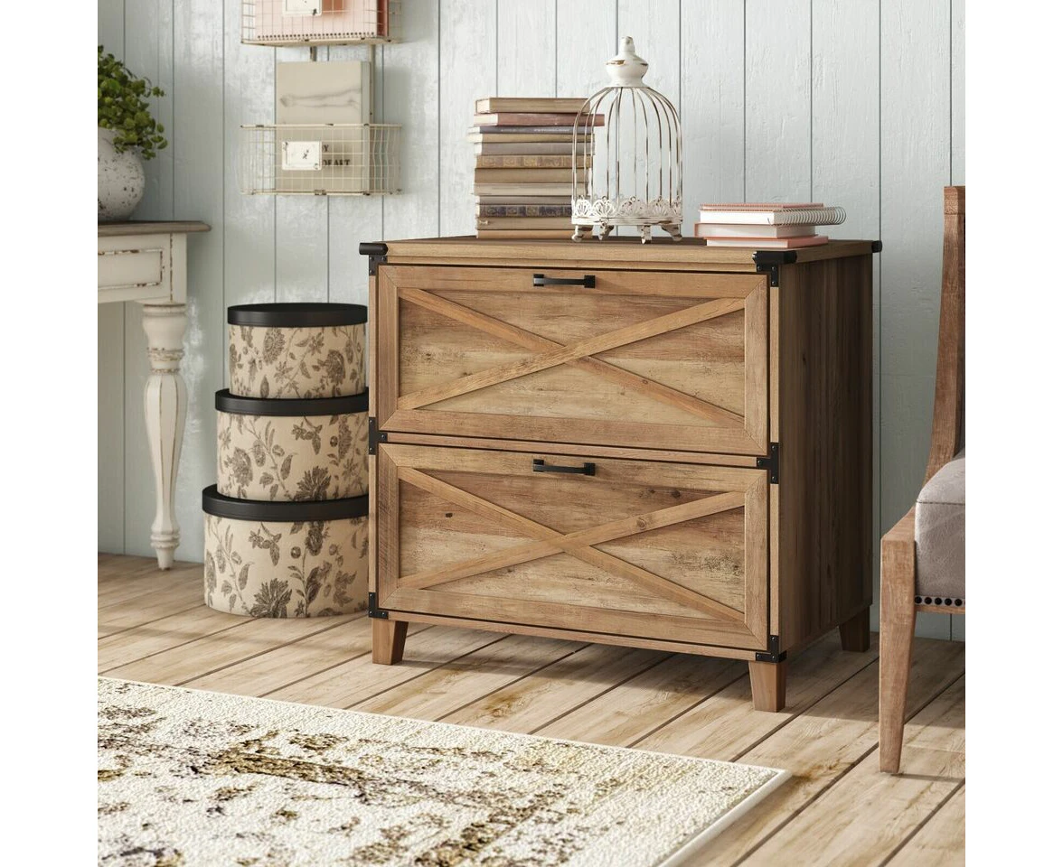 Folkston File Drawer 80cm Wide 2 Drawer Cabinet Rustic