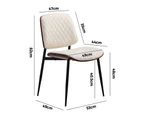 Oikiture 2x Dining Chairs Retro Faux Leather Solid Beech Wood Metal Legs White