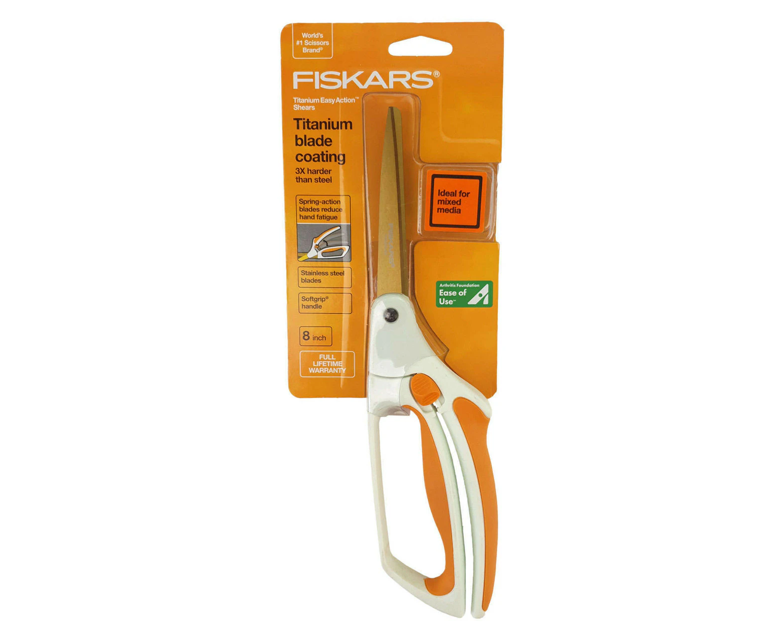 Fiskars Titanium Coated Easy Action Shears Blade Scissors 8 Inch