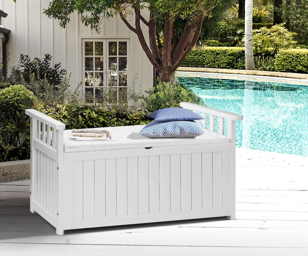 Two in One 160L Outdoor Storage Box and Garden Bench | Premium Garden Storage and Seating Bench | 2 Colours - White