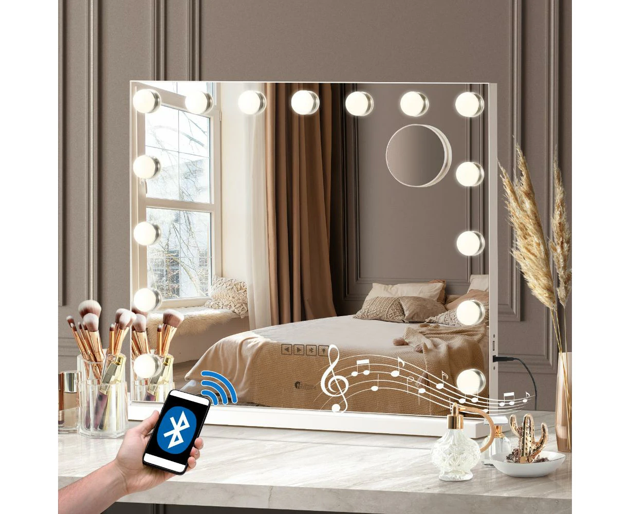 Oikiture Bluetooth Hollywood Makeup Mirrors with LED Light 58x46cm Vanity Mirror