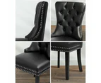 Set of Two Amelia Velet Soft Tufted Dining Chairs | Premium Plush Dining Chairs | 3 Colours - PU Leather Black