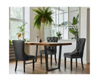 Set of Two Amelia Velet Soft Tufted Dining Chairs | Premium Plush Dining Chairs | 3 Colours - PU Leather Black