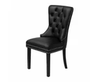 Set of Two Amelia Velet Soft Tufted Dining Chairs | Premium Plush Dining Chairs | 3 Colours - PU Leather Black