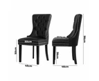 Set of Two Amelia Velet Soft Tufted Dining Chairs | Premium Plush Dining Chairs | 3 Colours - PU Leather Black