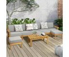 Playa Bonita Wooden Outdoor Lounge Set | Flexi Layout Modern Outdoor Patio Furniture Set | 4-7 Seater Options - 4 Seater Set