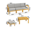 Playa Bonita Wooden Outdoor Lounge Set | Flexi Layout Modern Outdoor Patio Furniture Set | 4-7 Seater Options - 4 Seater Set